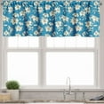 thumbnail image 1 of Ambesonne Floral Valance Pack of 2, Blooming Lily Flowers Art, 54"X12", Sea Blue Eggshell, 1 of 4