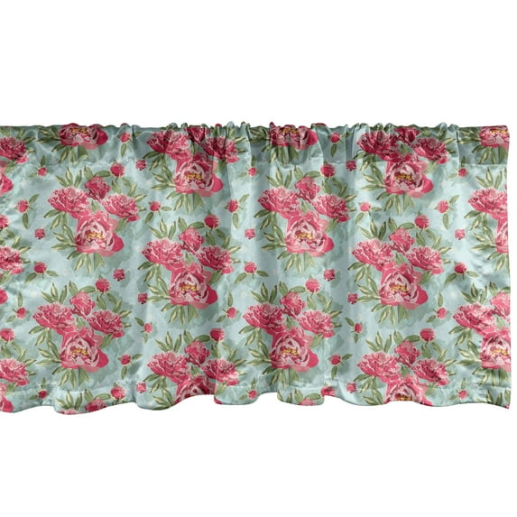 Ambesonne Floral Valance Pack of 2, Blooming Vintage Garden Art, 42"X12", Blue Pink