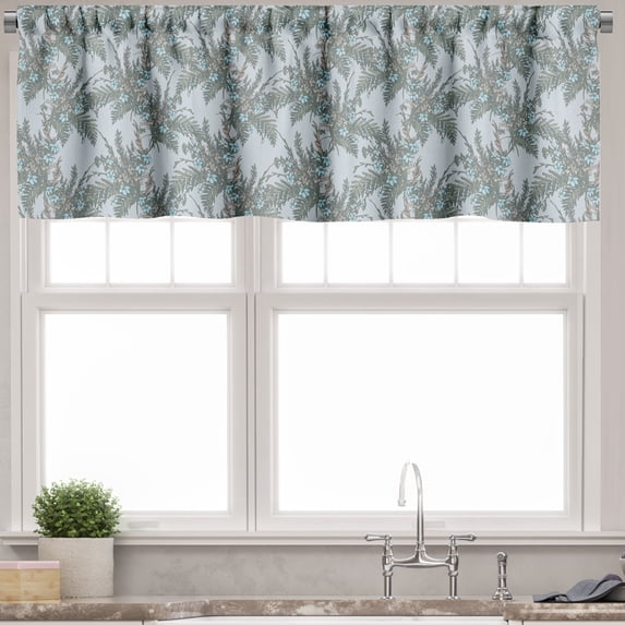Ambesonne Floral Valance Pack of 2, Burgeoning Spring Foliage, 54"X18", Pale Blue Reseda Green