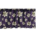 thumbnail image 1 of Ambesonne Floral Valance Pack of 2, Cartoonish Design Daffodils, 54"X18", Dark Purple Cream, 1 of 3