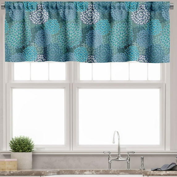 Ambesonne Floral Valance Pack of 2, Clove Petals Vibrant, 54"X18", Petrol Blue Teal