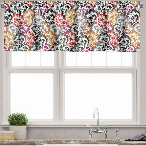 Ambesonne Floral Valance Pack of 2, Colorful Nested Flowers Art, 54"X18", Multicolor