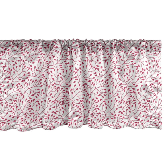 Ambesonne Floral Valance Pack of 2, Continuing Botany Elements, 42"X18", Hot Pink and White