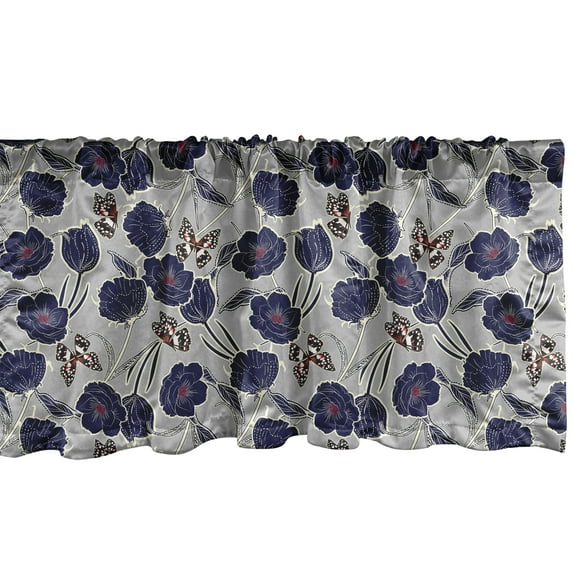 Ambesonne Floral Valance Pack of 2, Digital Motifs Butterflies, 42"X18", Pale Taupe Cream