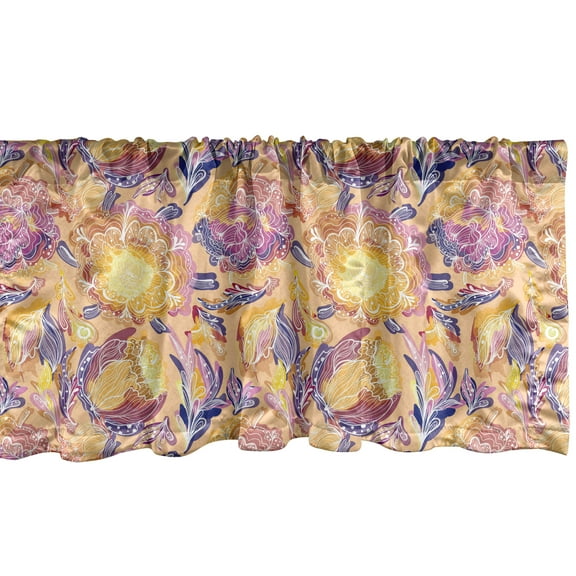 Ambesonne Floral Valance Pack of 2, Flowers Art, 42"X18", Pale Peach Multicolor