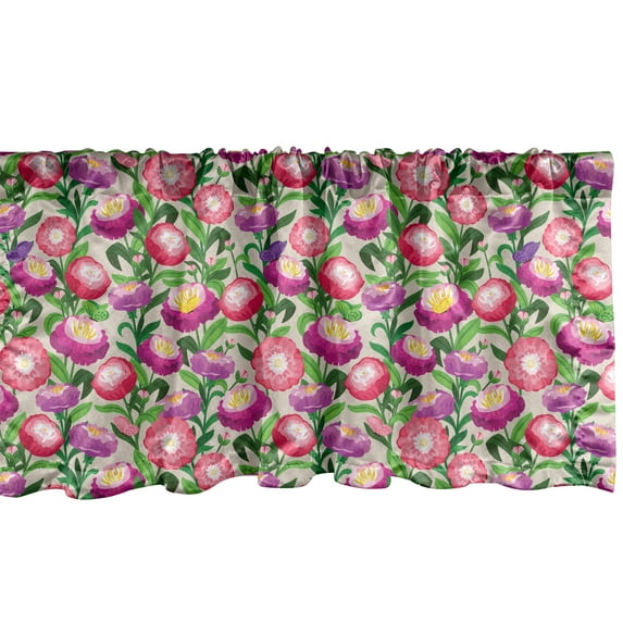 Ambesonne Floral Valance Pack of 2, Flowers in Watercolor Effect, 54"X18", Multicolor