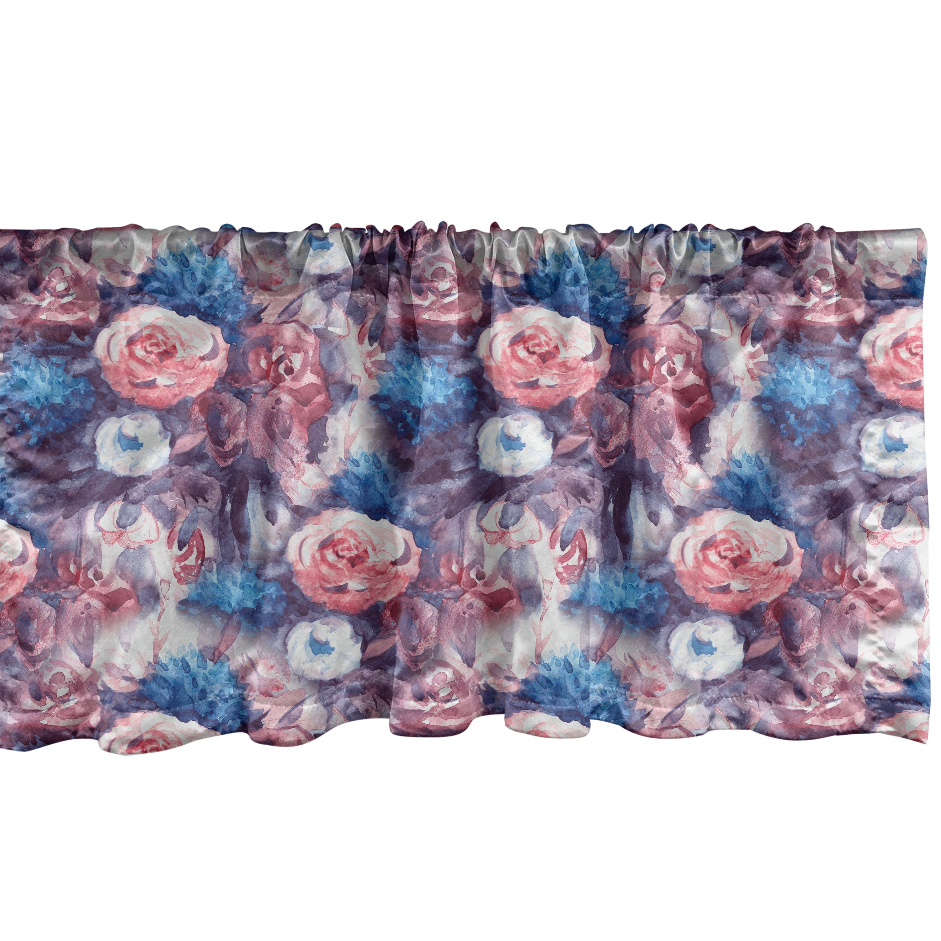 Multicolor Floral Satin Polyester Rod Pocket Valance Set