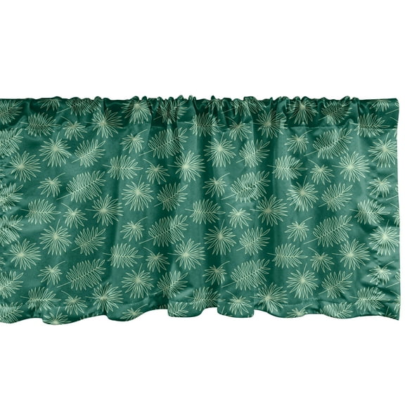 Ambesonne Floral Valance Pack of 2, Palm Tree Tropical Leaves, 54"X18", Mint Green Forest Green