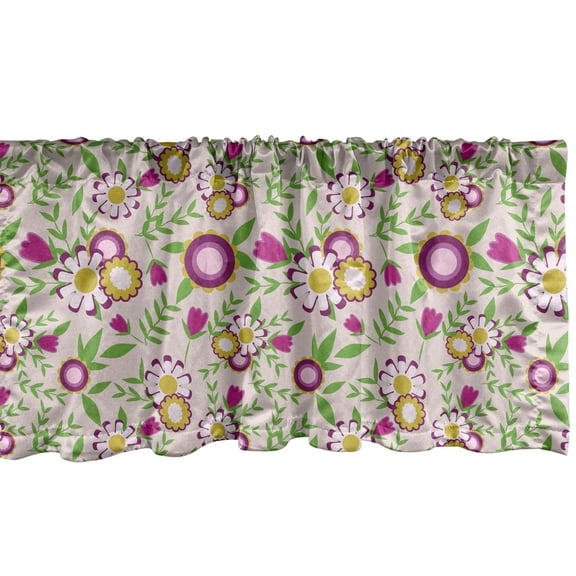 Ambesonne Floral Valance Pack of 2, Pastel Fragrance Spring Art, 42"X18", Pale Pink Multicolor