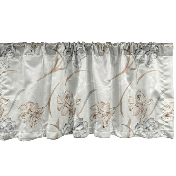 Ambesonne Floral Valance Pack of 2, Retro Flower Minty Backdrop, 42"X12", Warm Taupe and Pale Grey