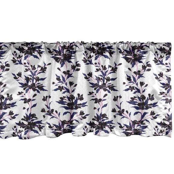 Ambesonne Floral Valance Pack of 2, Romantic Watercolor Flower, 42"X12", Indigo Pale Purple