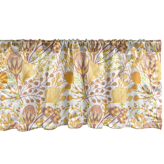 Ambesonne Floral Valance Pack of 2, Simple Design Wild Flowers, 42"X18", White and Multicolor