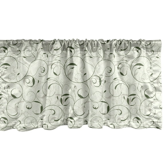 Ambesonne Floral Valance Pack of 2, Swirly Leafage Branches Art, 54"X12", Hunter Green Eggshell