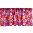 thumbnail image 1 of Ambesonne Floral Valance Pack of 2, Tropical Plants and Flowers, 54"X12", Magenta Multicolor, 1 of 4