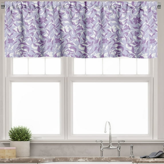 Ambesonne Floral Valance Pack of 2, Vintage Flower Leaves Art, 54"X18", Mauve Pale Ceil Blue