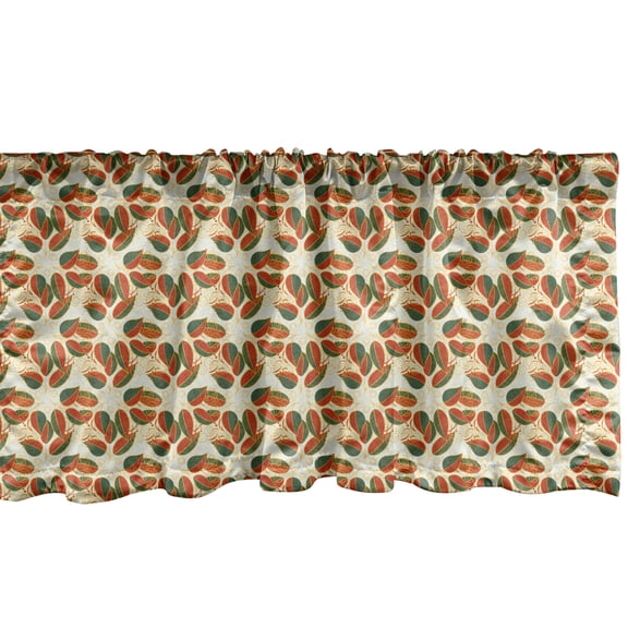 Ambesonne Floral Valance Pack of 2, Vintage Repeating Leaves, 54"X12", Burnt Orange Beige and Peach