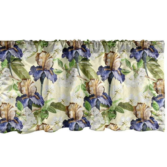 Ambesonne Floral Valance Pack of 2, Watercolor Style Tropic Art, 54"X18", Cream and Multicolor