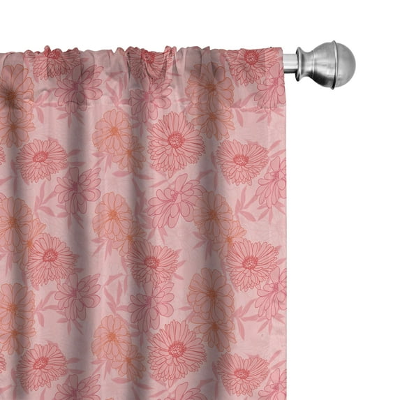 Ambesonne Floral Vintage Window Curtains, Floral and Romantic, Each 28" W x 95" L, Pale Pink Salmon
