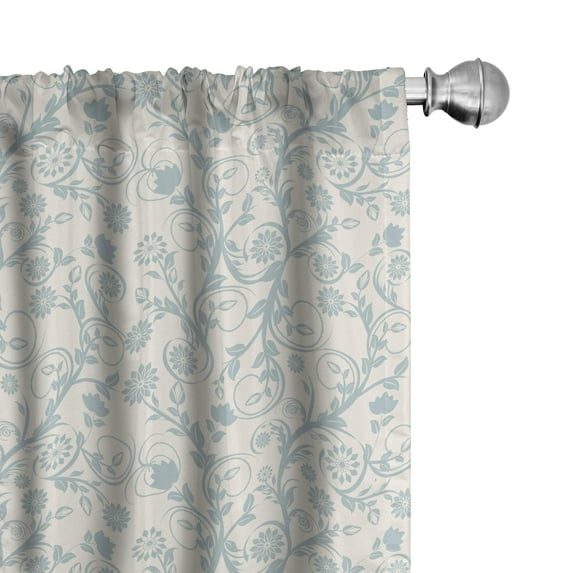Ambesonne Floral Vintage Window Curtains, Vintage Feminine, Each 28" W x 84" L, Pale Blue Grey Eggshell