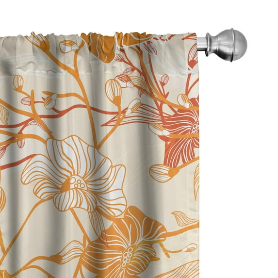 Ambesonne Floral Vintage Curtains, Anemone Flowery Art, Pair of 28"x63", Ginger Paprika Beige