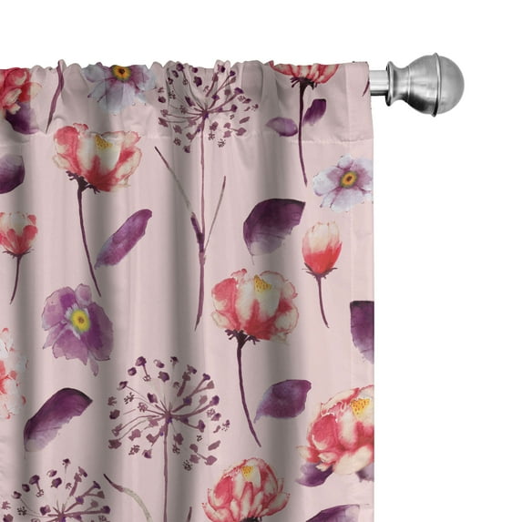 Ambesonne Floral Vintage Curtains, Pansy Flowers Plot, Pair of 28"x95", Dark Fuchsia and Pale Ruby