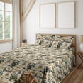 thumbnail image 1 of Ambesonne Floral Vintage Fitted & Flat Sheet with Shams 4 Pcs Set, Art Exotic Hibiscus, King, Pastel Brown Sage Green, 1 of 1