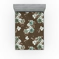 thumbnail image 1 of Ambesonne Floral Vintage Fitted Sheet, Leafy Flowers Print, California King, Taupe Almond Green, 1 of 1