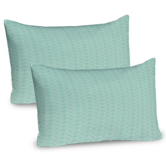 Ambesonne Floral Vintage Pillow Sham 2 Pack, Abstract Daisy Check, 26"x20", Mint Green Pale Green