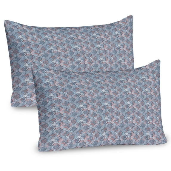 Ambesonne Floral Vintage Pillow Sham 2 Pack, Pastel Style Blooms, 30"x20", Coral Pastel Purple