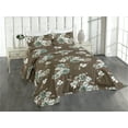 thumbnail image 1 of Ambesonne Floral Vintage Quilted Coverlet 3 Pcs, Leafy Flowers Print, Queen Size, Taupe Almond Green, 1 of 4
