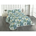 thumbnail image 1 of Ambesonne Floral Vintage Quilted Coverlet 3 Pcs, Summer Flowers Print, Queen Size, Slate Blue Green Marigold, 1 of 1