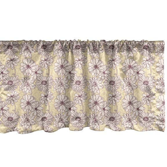 Ambesonne Floral Vintage Window Valance, Delicate Flowers and Swirling Polka Dots, Curtain Valance for Kitchen Bedroom Decor with Rod Pocket, 54" X 12", Yellow Multicolor