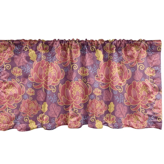 Ambesonne Floral Vintage Window Valance, Flowers and Swirls in Summer Tones, Curtain Valance for Kitchen Bedroom Decor with Rod Pocket, 54" X 18", Multicolor