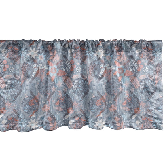 Ambesonne Floral Vintage Window Valance, Pastel Style Blooms, 54" X 12", Coral Pastel Purple