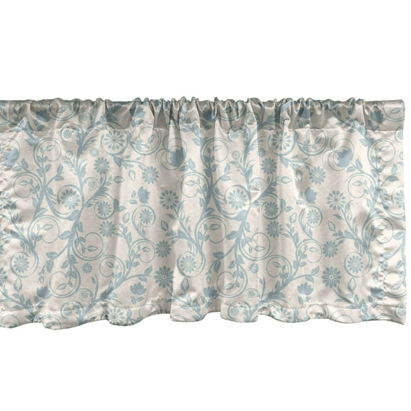 Ambesonne Floral Vintage Window Valance, Vintage Feminine, 54" X 18", Pale Blue Grey Eggshell