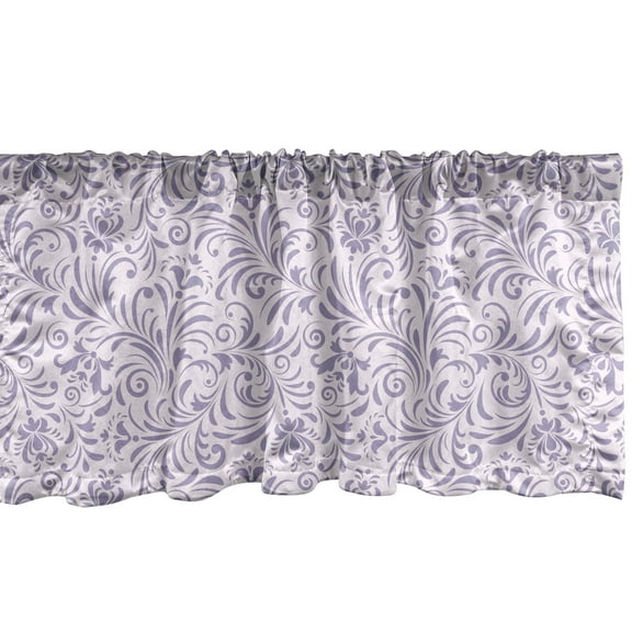Ambesonne Floral Window Valance, Abstract Curly Foliage, 42" x 18", Pale Mauve and Lavender