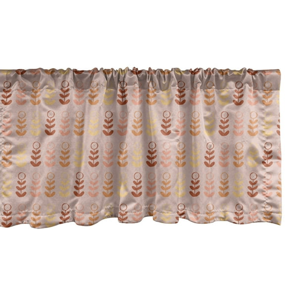 Ambesonne Floral Window Valance, Abstract Design Warm Toned Pastel Flowers Pattern Botanical Print, Curtain Valance for Kitchen Bedroom Decor with Rod Pocket, 54" X 12", Pale Salmon Multicolor