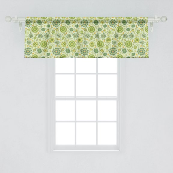 Ambesonne Floral Window Valance, Abstract Flourish Inspired by Blossoming Nature of Gentle Spring, Curtain Valance for Kitchen Bedroom Decor with Rod Pocket, 54" X 18", Apple Green Cadet Blue