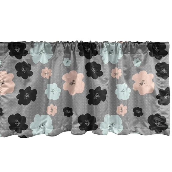 Ambesonne Floral Window Valance, Abstract Peony Blossoms Art, 54" X 18", Peach Pale Blue