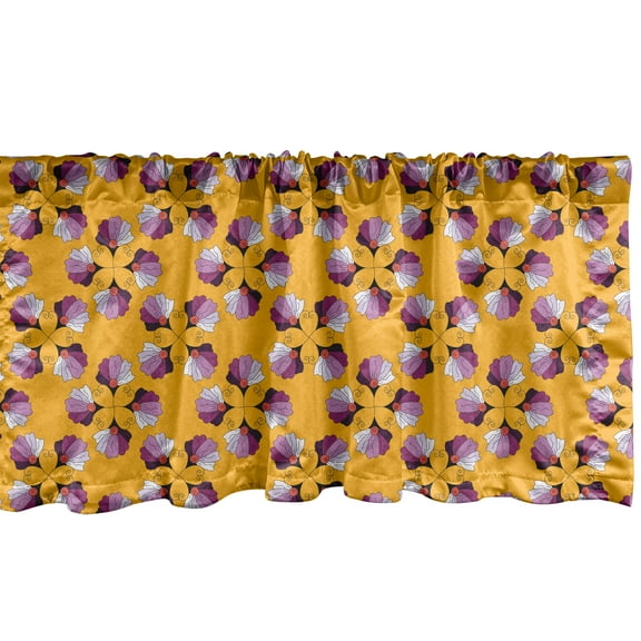 Ambesonne Floral Window Valance, Abstract Purple Tones Flower Petals Inspired Motif Repetition Illustration, Curtain Valance for Kitchen Bedroom Decor with Rod Pocket, 54" X 18", Orange Multicolor
