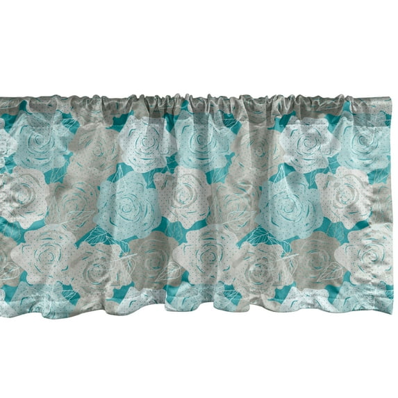 Ambesonne Floral Window Valance, Abstract Roses Design, 54" X 12", Sea Blue Multicolor