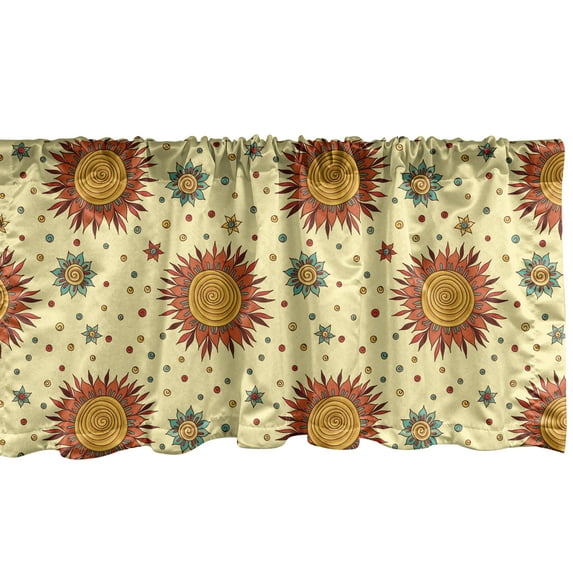 Ambesonne Floral Window Valance, Abstract Sunflower Petals, 42" x 12", Pale Yellow and Multicolor