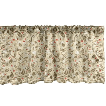 Ambesonne Floral Window Valance, Abstract Tender Stems, 54" X 12", Beige Caramel Vermilion