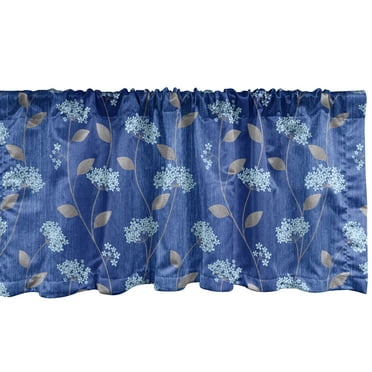 Ambesonne Floral Window Valance, Art Minimalist Bloom Pattern, 54" X 18", Soft Blue Pale Grey