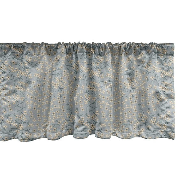 Ambesonne Floral Window Valance, Basic Flower Leaves Branches, 54" X 18", Dimgray Multicolor