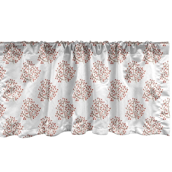 Ambesonne Floral Window Valance, Berry Branches in Watercolor, 54" X 12", White Cocoa and Vermilion