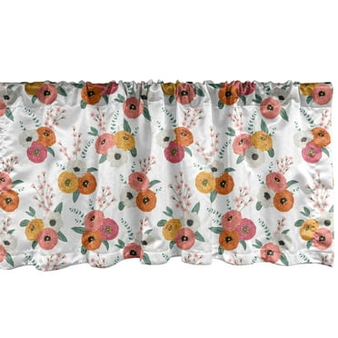 Ambesonne Floral Window Valance, Bloom English Garden Art, 54" X 18", Multicolor