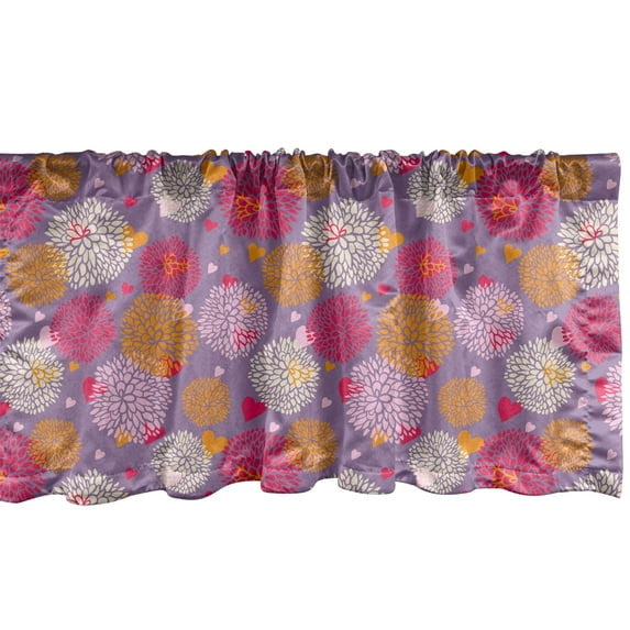 Ambesonne Floral Window Valance, Blooming Flowers and Hearts, 54" X 12", Mauve Orange