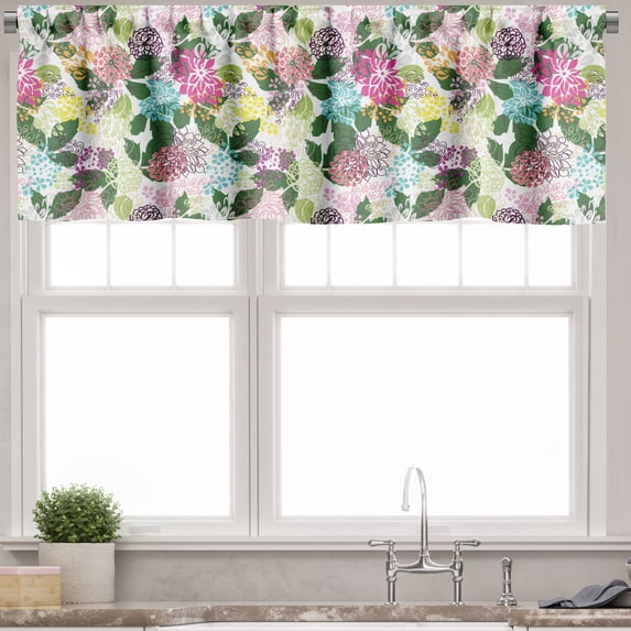 Ambesonne Floral Window Valance, Blooms Beauty, 54" X 18", Multicolor