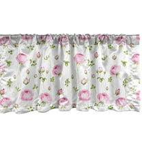 Ambesonne Floral Window Valance, Blossoming Roses Vintage, 54" X 18", Pink Olive Green